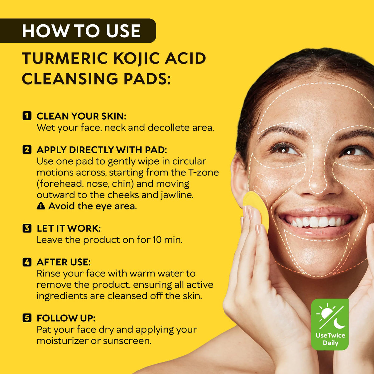 Turmeric Kojic Acid Cleansing Pads for Face - Exfoliating Sponges with Vitamin C & Lemon - Foaming Facial Wash for Glowing Skin & Uneven Tone Support - Gentle Daily Scrub RICHGRAND