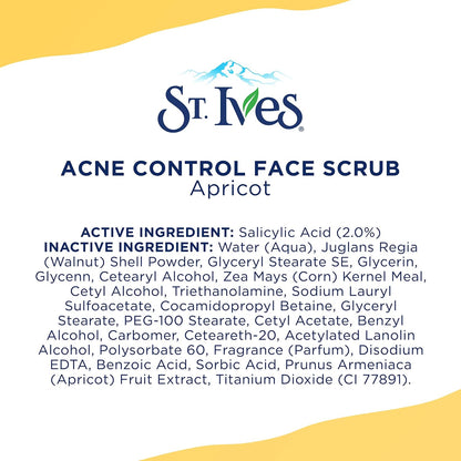 St. Ives Acne Control Face Scrub Deeply Exfoliates and Prevents Acne for Smooth, Glowing Skin Apricot Made with Oil-Free Salicylic Acid Acne Medication, Made with 100% Natural Exfoliants 6 oz Gsupps Australia