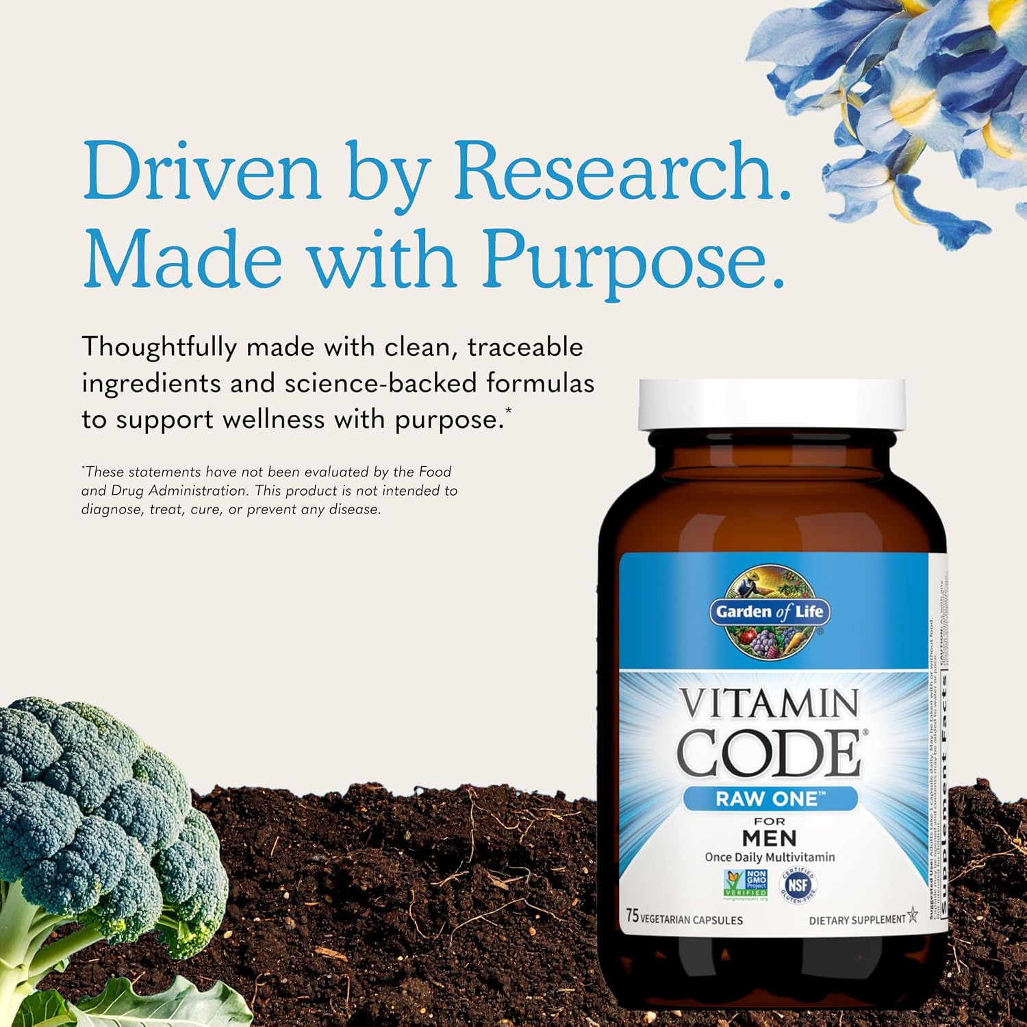 Garden of Life Vitamin Code RAW ONE for Men Once Daily Whole Food Multivitamin with Probiotics for Heart Health and Prostate Health, Non-GMO, 75 Capsules Gsupps Australia