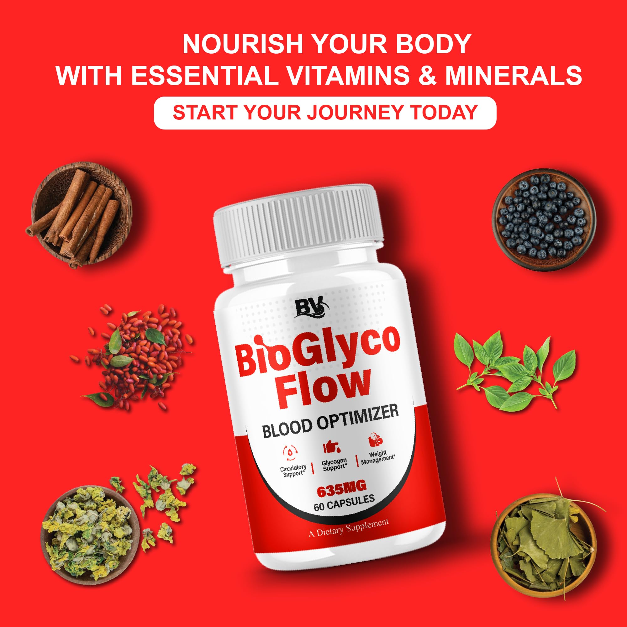 BioGlyco Flow Advanced Daily Multivitamin Health Support and All Natural Wellness Supplement Formula, BioGlyco Flow Premium Health and Wellness Support Formula Supplement (1 Pack - 60 Capsules) BLUE VIBE buy australia supplements