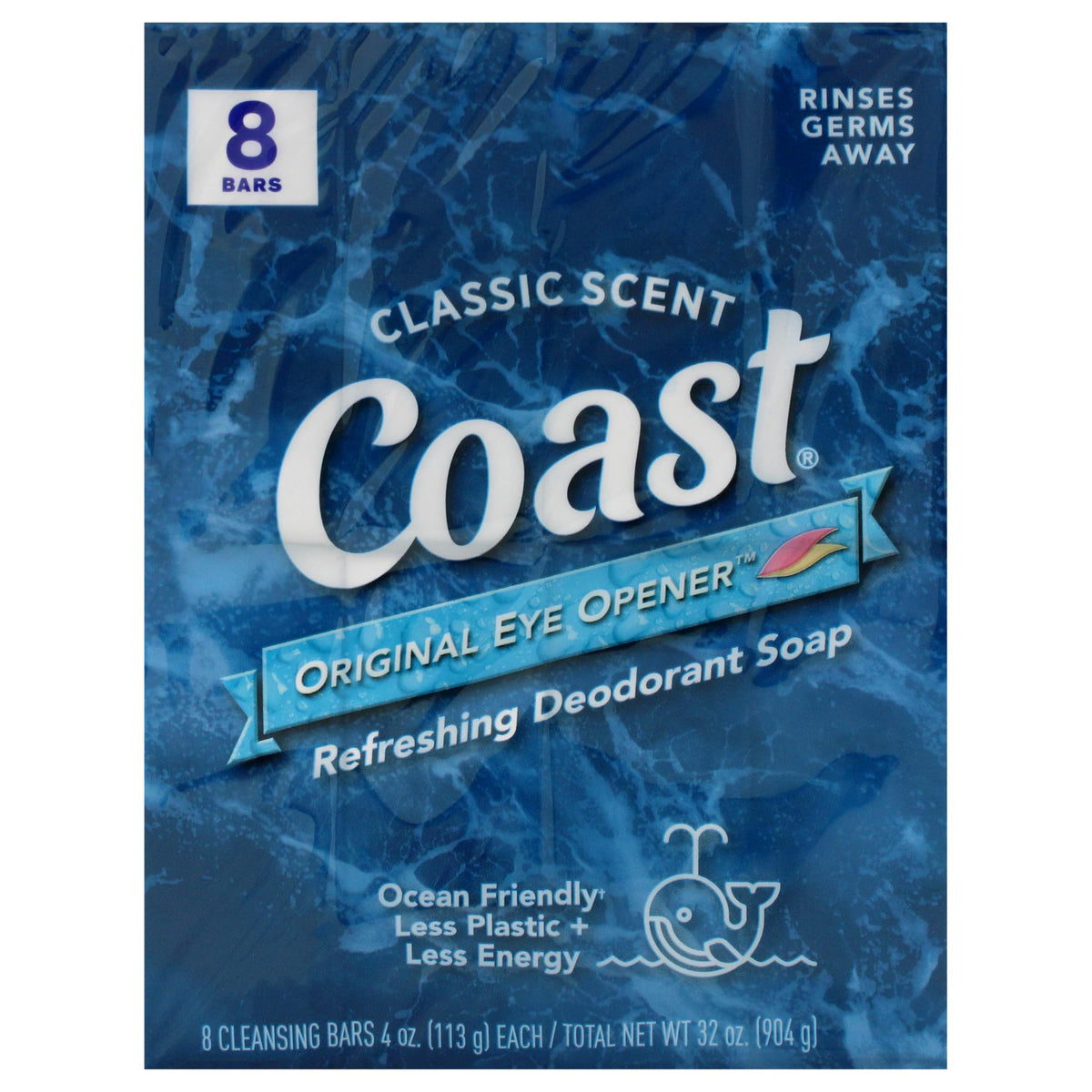 Coast Refreshing Deodorant Soap - Bar Soap with Thick Rich Lather - Clean Rinsing Formula for Fresh, Non-Dry Skin - Classic Scent - 8 x 4 oz Coast