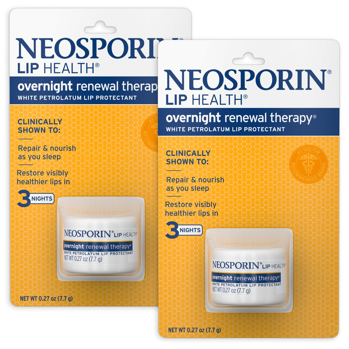 Neosporin Lip Health Overnight Renewal Therapy, Twin Pack, 0.27 oz Neosporin