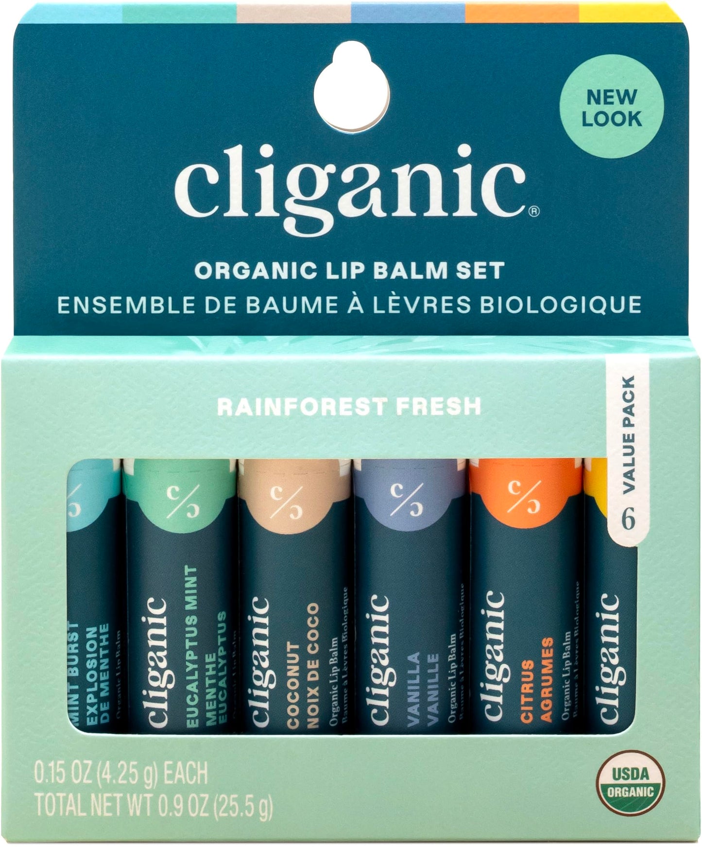 Cliganic Organic Lip Balm Set (6 Flavors) - 100% Natural Hydrating, Moisturizing for Dry Cracked Lips, Stocking Stuffer Gift for Men & Women Cliganic