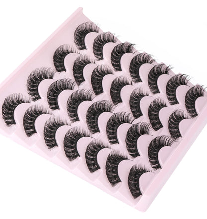 False Eyelashes Russian Strip Lashes Volume Fake Eyelashes Extension D-Curly Wispy Handmade Soft Reusable 14 Pairs Lashes Pack zanlufly