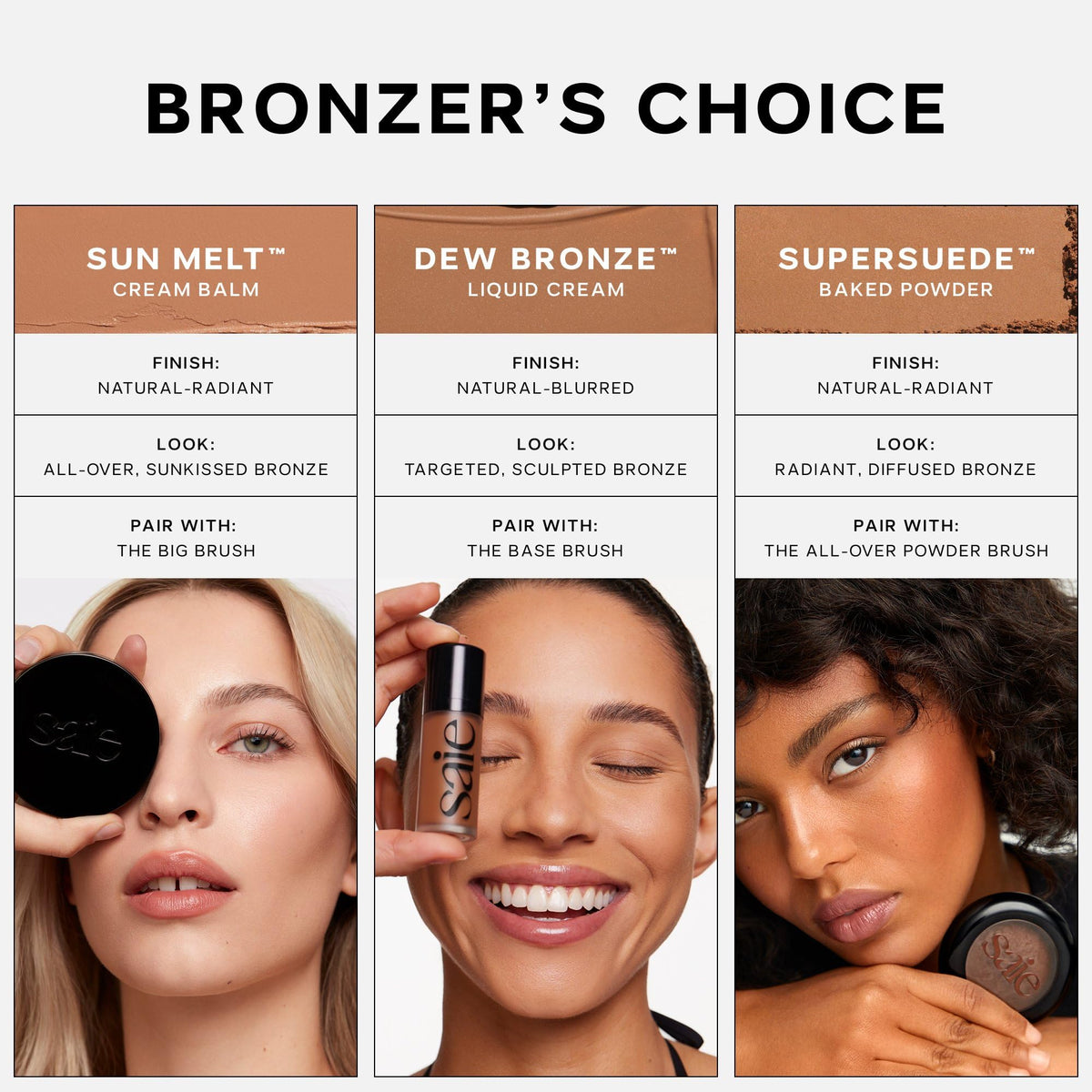 Saie Dew Bronze Hydrating Liquid Bronzer Stick, Sand (0.4 oz) Saie