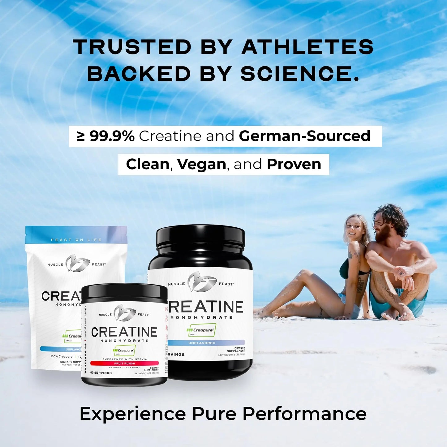 Muscle Feast Creapure Creatine Monohydrate Powder, Vegan Keto Friendly Gluten-Free, Mass Gainer, Muscle Recovery Supplement and Trusted Creatine for Muscle Growth, Muscle Feast