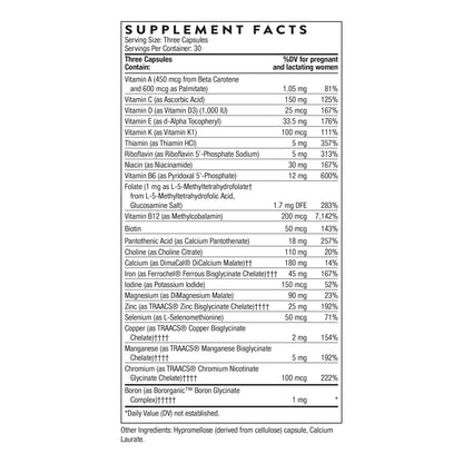 THORNE - Basic Prenatal - Well-Researched Folate Multi for Pregnant & Nursing Women - Includes 18 Vitamins & Minerals, Plus Choline - Third-Party Certified THORNE
