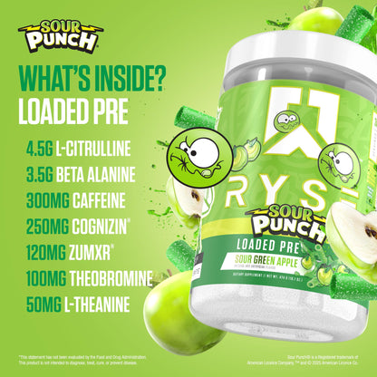 RYSE Loaded Pre Workout Powder - Strawberry Squeeze - Daily Pre-Workout for Men & Women with 390mg Caffeine, Beta Alanine, and Citrulline for Pump, Focus, and Energy - 30 Servings