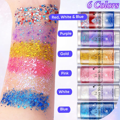 AROIC 6Pcs Body Glitter Stick, Sparkly Mermaid Face Glitter Makeup for Kids AROIC