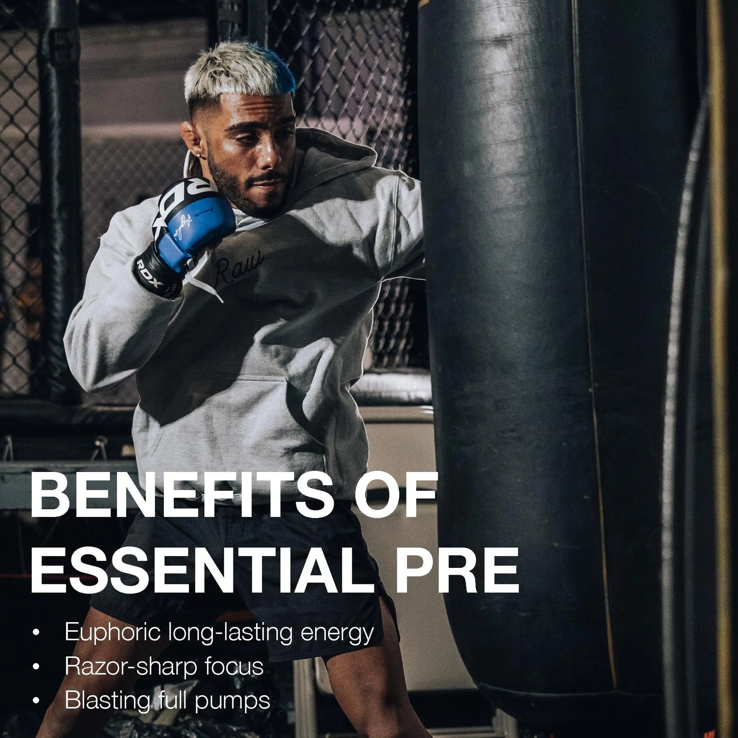 RAW Essential Pre-Workout Powder (Champion Mentality) - Chris Bumstead Sports Nutrition Supplement for Men & Women - Preworkout Energy Powder with Caffein RAW
