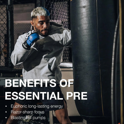 RAW Essential Pre-Workout Powder (Champion Mentality) - Chris Bumstead Sports Nutrition Supplement for Men & Women - Preworkout Energy Powder with Caffein RAW