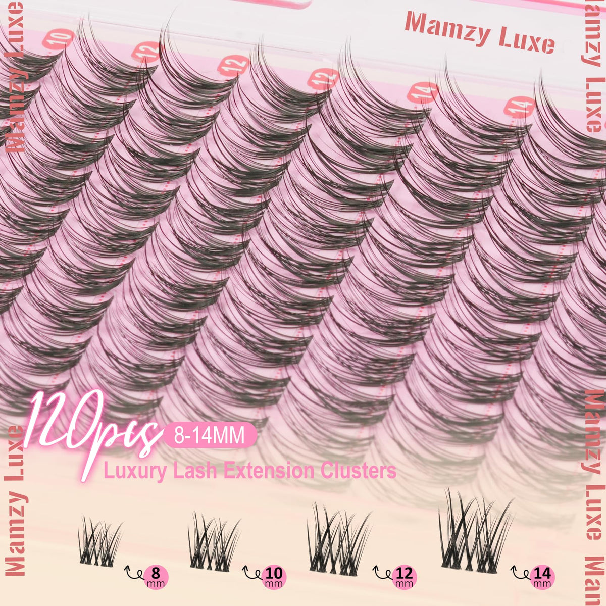 Natural Lash Clusters Kit Short Wispy Eyelash Clusters 8-14MM Clear Band Cluster Lashes Extensions Kit 120Pcs CC-Curly Daily Exquisite Eyelashes Clusters with Bond and Seal and Tweezers Mamzy Luxe