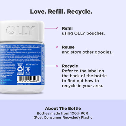 OLLY Kids Sleep Gummies, 0.5mg Melatonin, L Theanine, Chamomile, and Lemon Balm, Raspberry - 70 Count OLLY