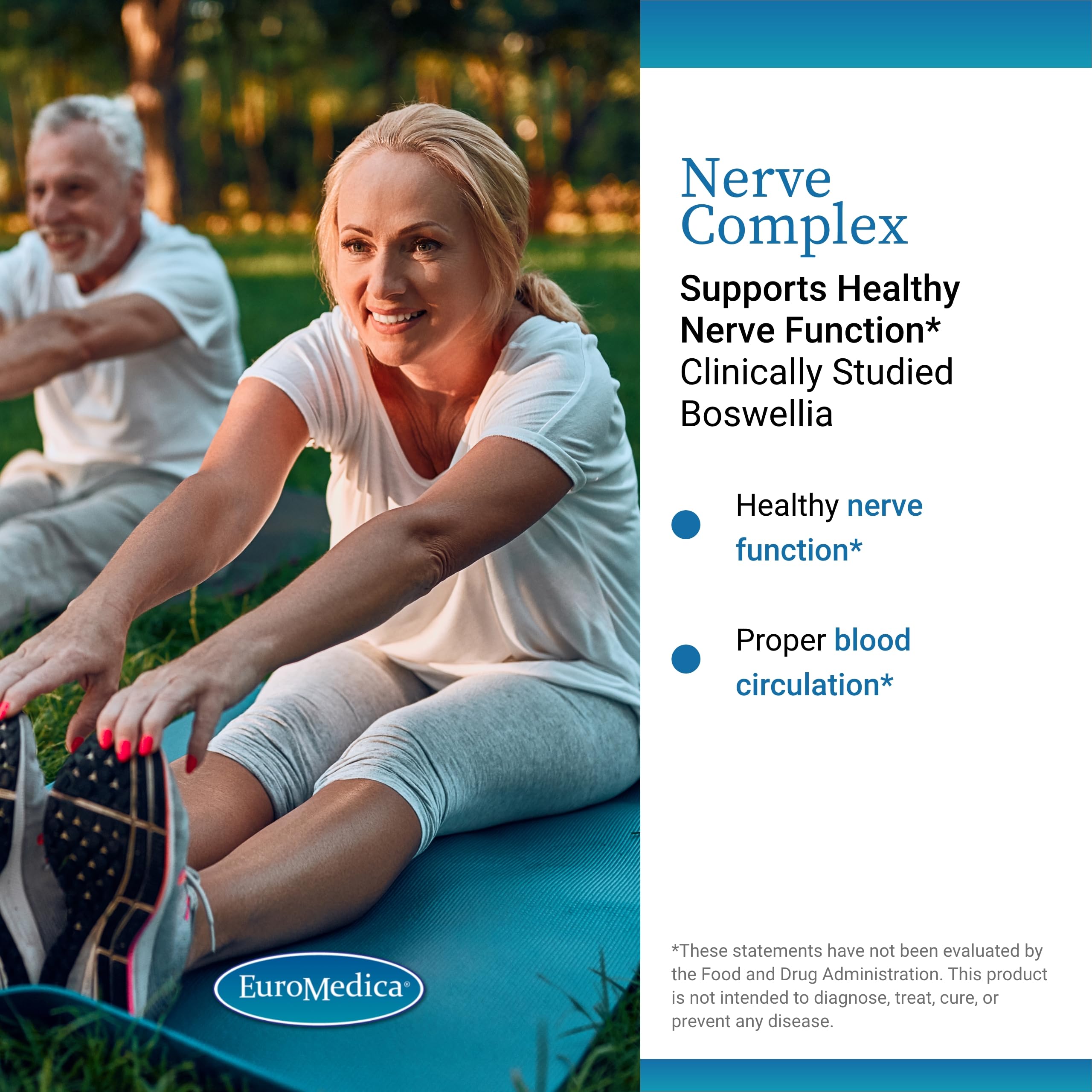 EuroMedica Nerve Complex - Herbal Supplement with Bioactive Vitamin B12 - Circulation & Nerve Health Support Supplement - Vegan Capsules with Boswellia Serrata - 60 Capsules, 2 Pack (120 Capsules) EuroMedica buy australia supplements