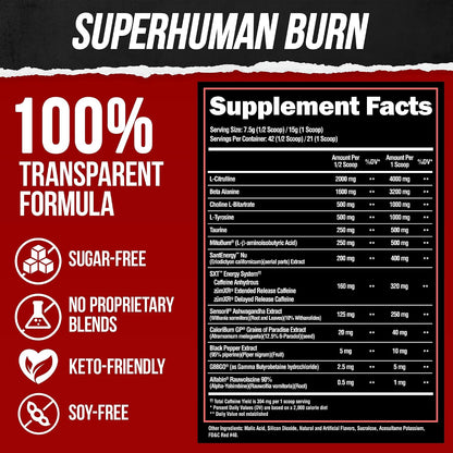 ALPHA LION Stubborn Fat Loss Stack – Superhuman Burn Pre Workout + Burn2O Liquid L-Carnitine 2000mg (Shredberry)– Thermogenic Fat Burner & Energy Supplement for Men and Women