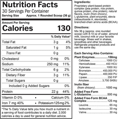 BRAINMD Dr Amen Omni Protein Chocolate - 2.38 lbs - Plant-Based Protein Powder - Promotes Energy & Exercise Recovery - Vegan, Vegetarian, Sugar Free, Gluten Free - 30 Servings
