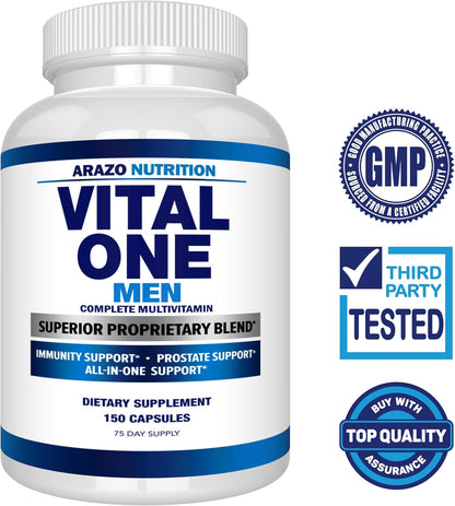 Arazo Nutrition Vital One Multivitamin for Men – Daily Wholefood Supplement - 150 Vegan Gsupps Australia