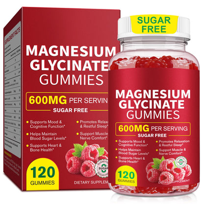 Magnesium Glycinate Gummies 600mg – Sugar-Free High Absorption Magnesium with L-Threonate, Supports Relaxation, Calm & Restful Sleep, Pegciz