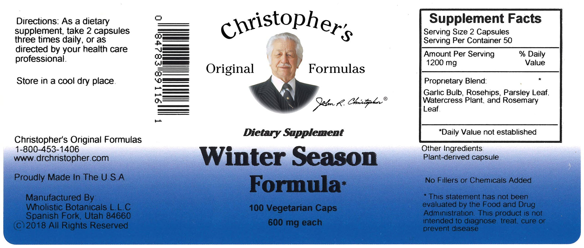 Christopher's Original Formulas Winter Season Formula, 100 Vegetarian Capsules Christopher's Original Formulas buy australia supplements
