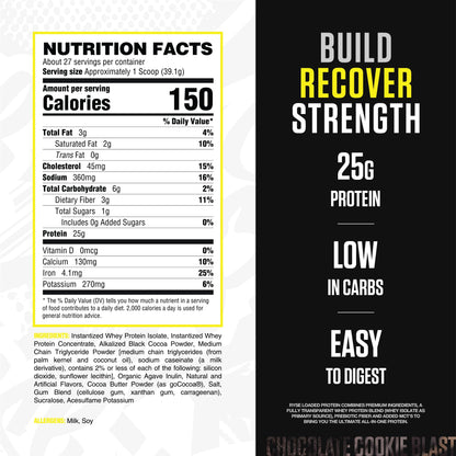 RYSE Loaded Protein Powder - Jet-Puffed Marshmallow - 25g Whey Protein Isolate & Concentrate with Prebiotic Fiber & MCTs - Low Carb, Low Sugar, Digestive-Friendly - 27 Servings / 2 lb Tub