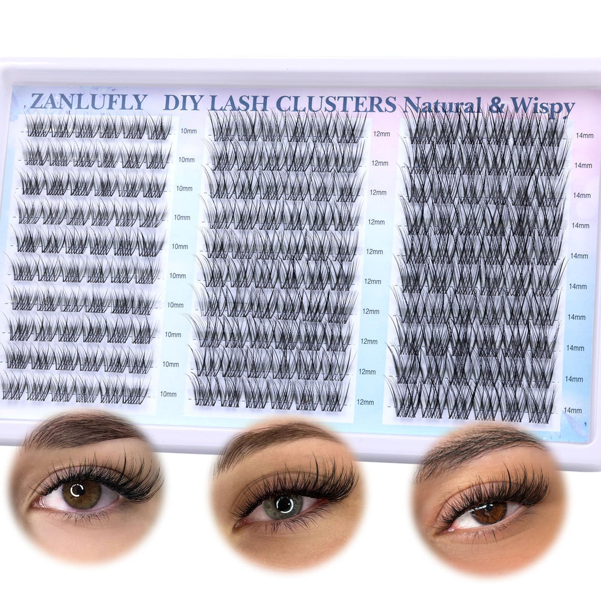 Lash Clusters Wispy Eyelash Clusters Natural CC-Curly Cluster Lashes zanlufly Wispy Individual Lashes 180Pcs Eyelash Extension 10 12 14MM DIY Lash Extension zanlufly