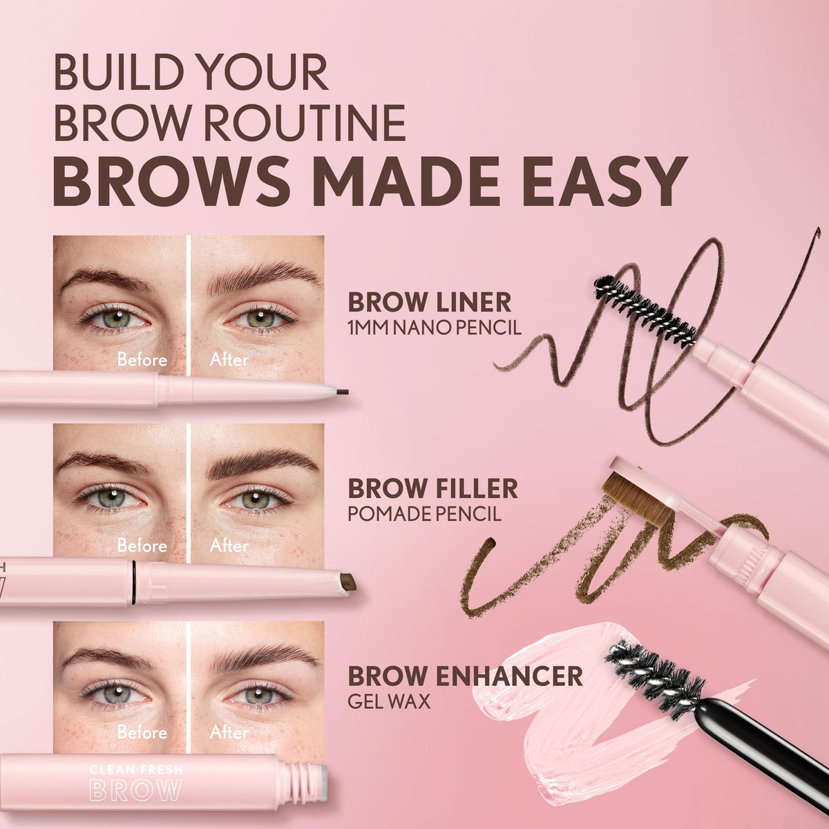 Covergirl Clean Fresh Brow Nano, 500 Medium Brown, Eyebrow Pencil, Ultra-Precise Tip, Waterproof, Transfer-Resistant, Built-In Spoolie, Vegan Formula, 0.001oz COVERGIRL