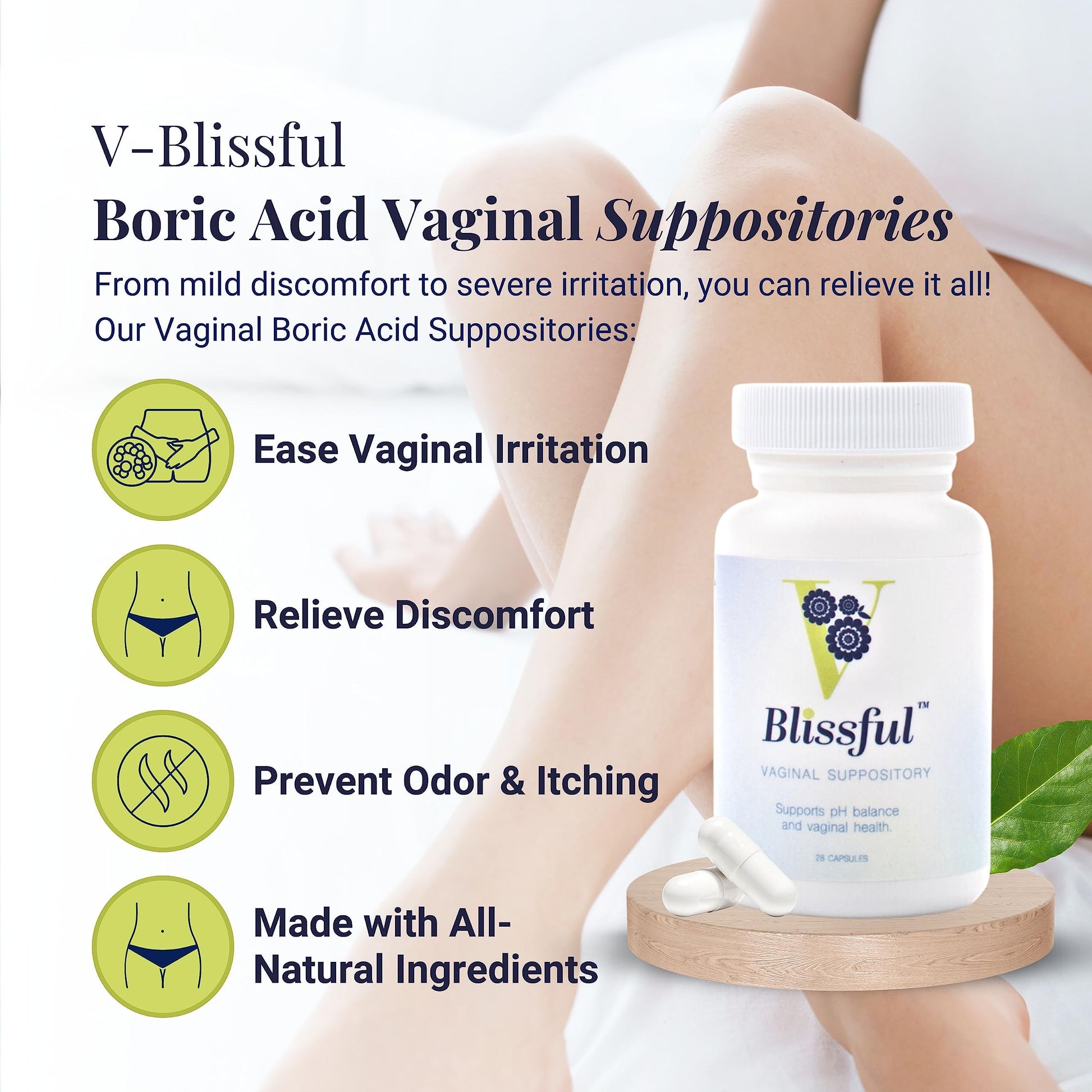 V Blissful - Boric Acid Suppositories Helps with Yeast Infections - Effective Feminine Care with Boric Acid, Perfect V Blissful buy australia supplements