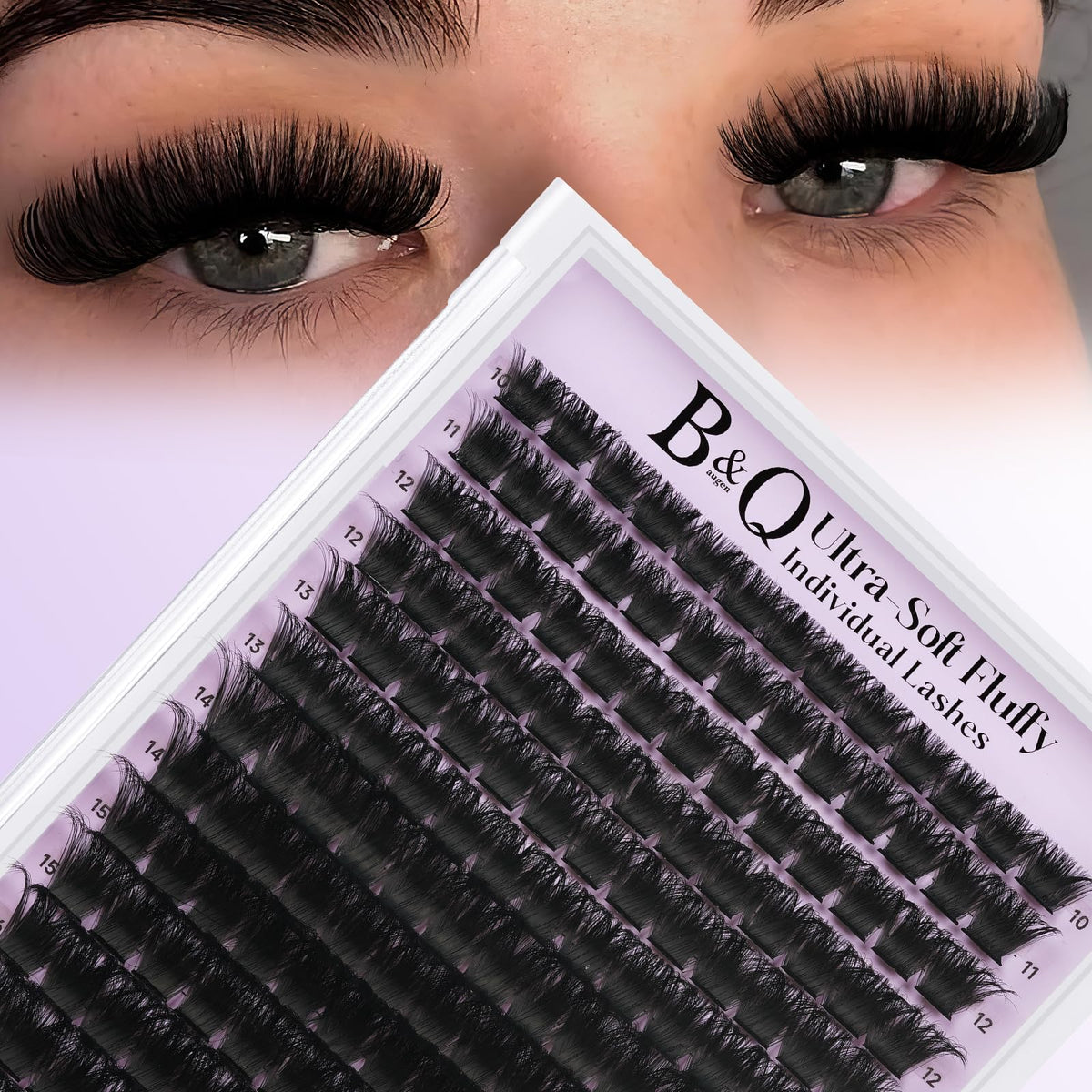 B&Q Fluffy Lash Clusters 200D,Dramatic Full Eyelash Clusters Volume 10-18mm B&Qaugen