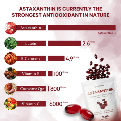 ClarityMD Astaxanthin 12mg Antioxidants Supplement – Natural Microalgae Source – Lipid-Based Softgel for Enhanced Absorption – Cognitive ClarityMD