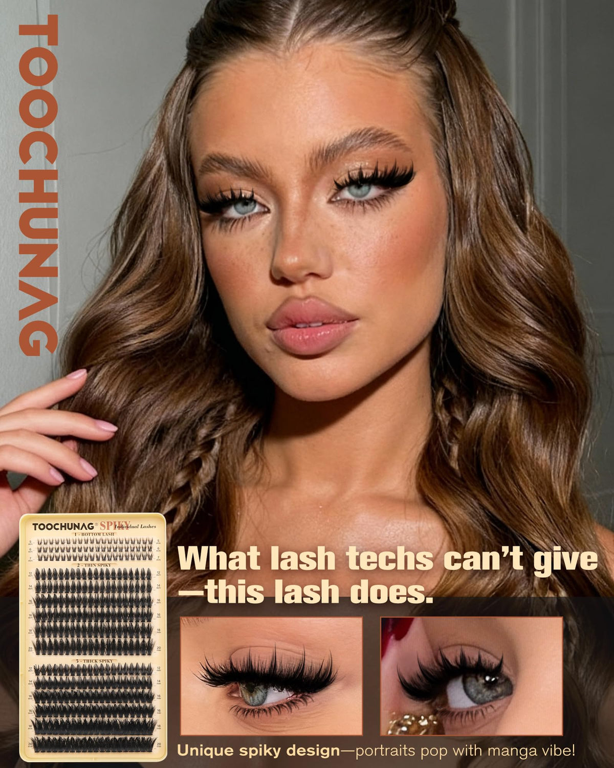Spiky Manga Lash Clusters 12-20mm Anime Eyelash Clusters 300pcs Cluster Eyelash Extensions Fairy Eyelashes Cluster with Bottom Individual Lashes 80D+100D Volume DIY Lash Extension by TOOCHUNAG TOOCHUNAG
