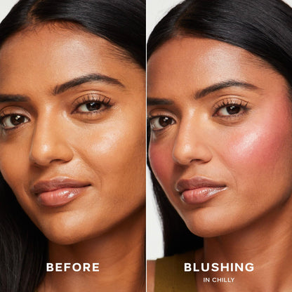 Saie Dew Liquid Blush for Cheeks - Hydrating Cream Blush Stick with a Blendable + Buildable Formula - Skincare Infused Dewy Cheek Tint for a Natural Flush - Glowy Makeup Essential - Chilly (.40 oz) Saie