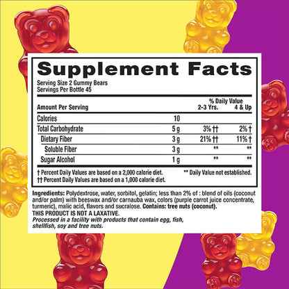 L’il Critters Fiber Daily Gummy Supplement for Kids, for Digestive Support, Berry and Lemon Flavors, 90 Gummies Lil Critters