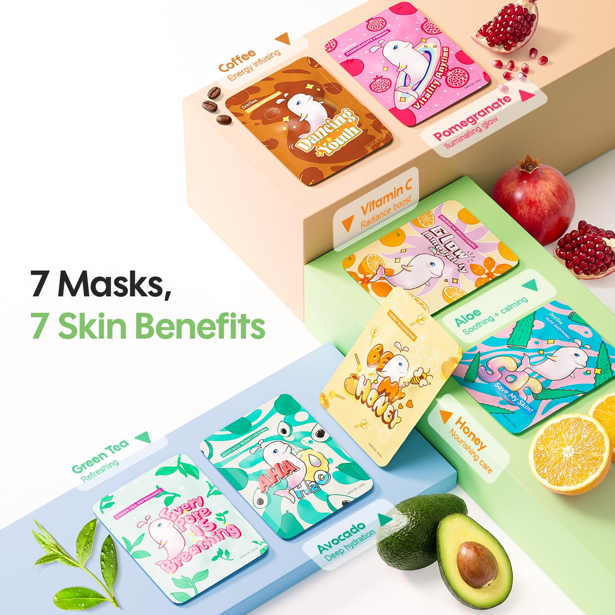 ZealSea Face Mask Skincare Facial Sheet Mask Spa Gifts for Kids Girls Women ZealSea
