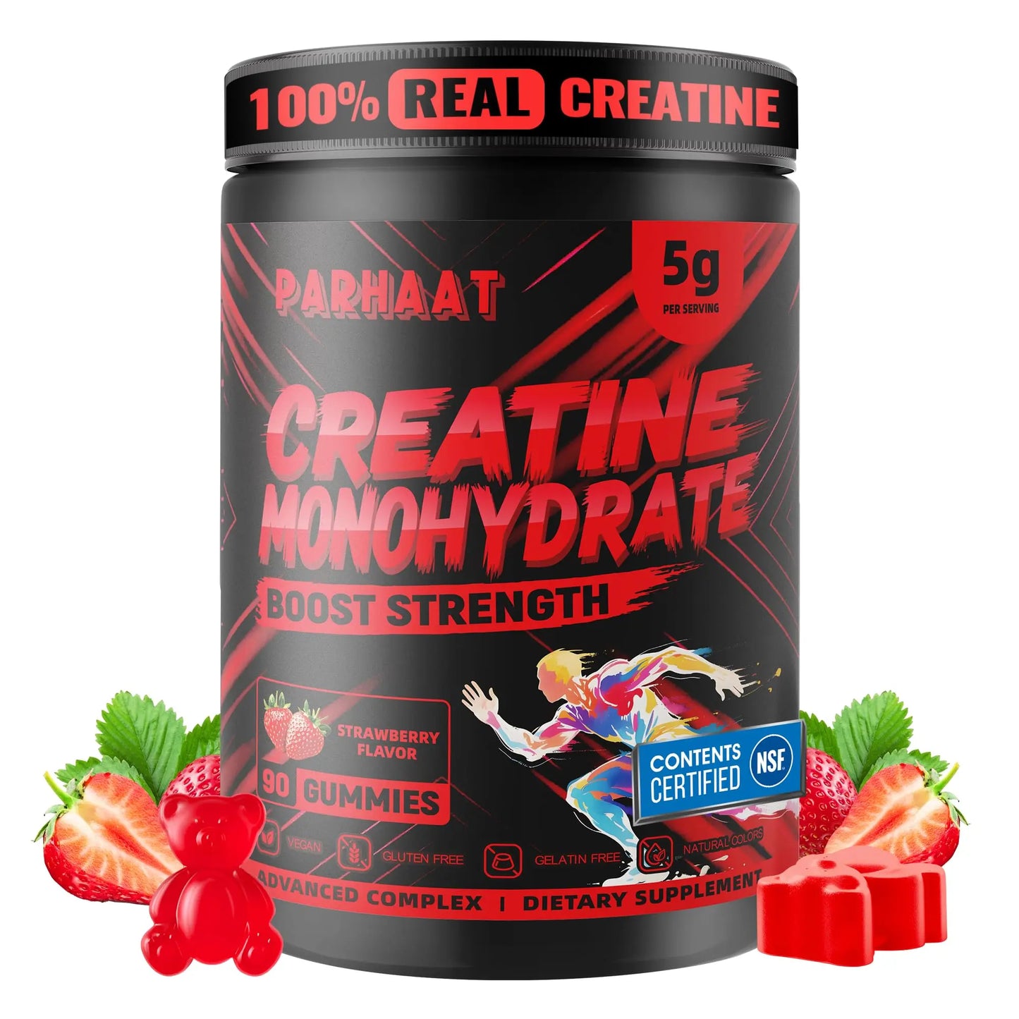 NSF Certified Creatine Gummy - Creatine Monohydrate Gummies 5g for Men & Women - Boost Focus,Strength, and Endurance, Vegan, Gluten-Free, Non-GMO, 2.5 Gram Creatine Parhaat