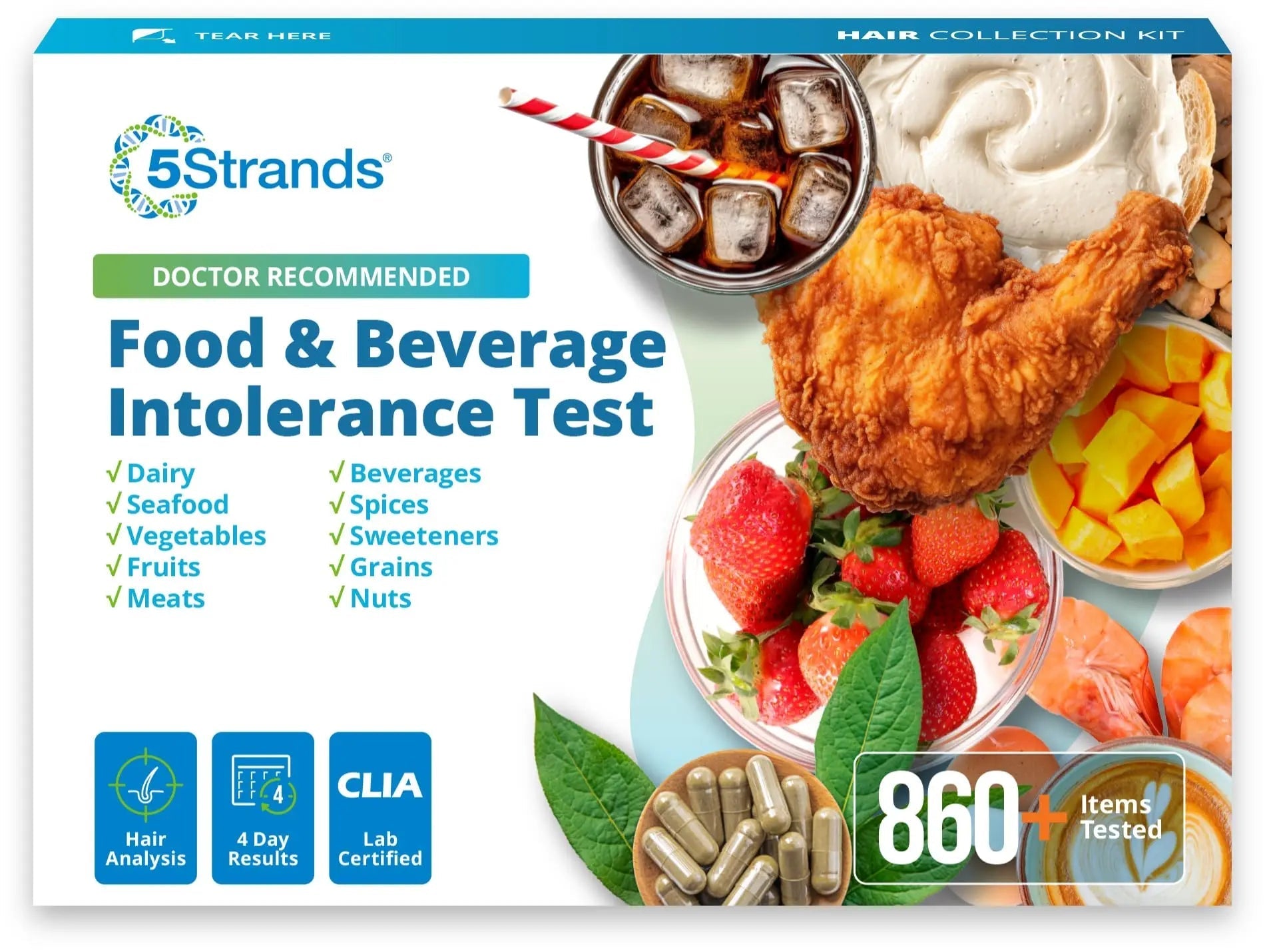 5Strands Food & Beverage Intolerance Test for Adults & Kids, 868 Items Tested, at-Home Sensitivity Testing, Hair Analysis, Gut Health Test, Results in 4 Days 5Strands buy australia supplements