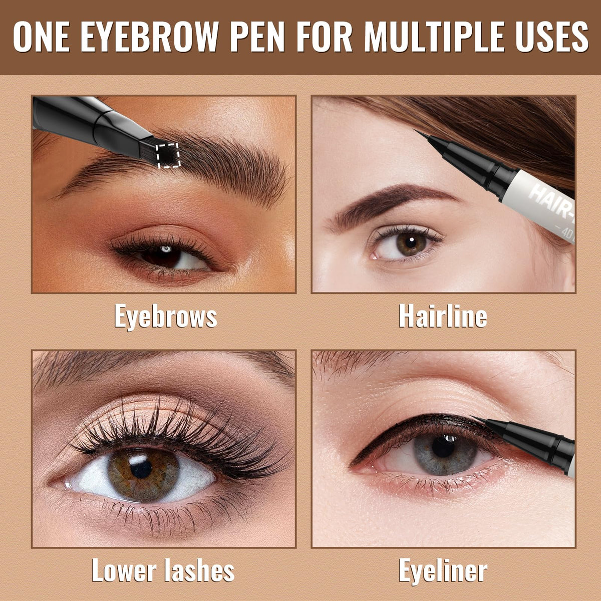 iMethod Eyebrow Pen - Eyebrow Pencil,2-in-1 Eyeliner Dual-Ended Brush-Tip Microblading 4d Eyebrow Pencils for women,Long Lasting Waterproof Hair-Like Brow Pencil,with Eyebrow Brush,DarkBrown iMethod