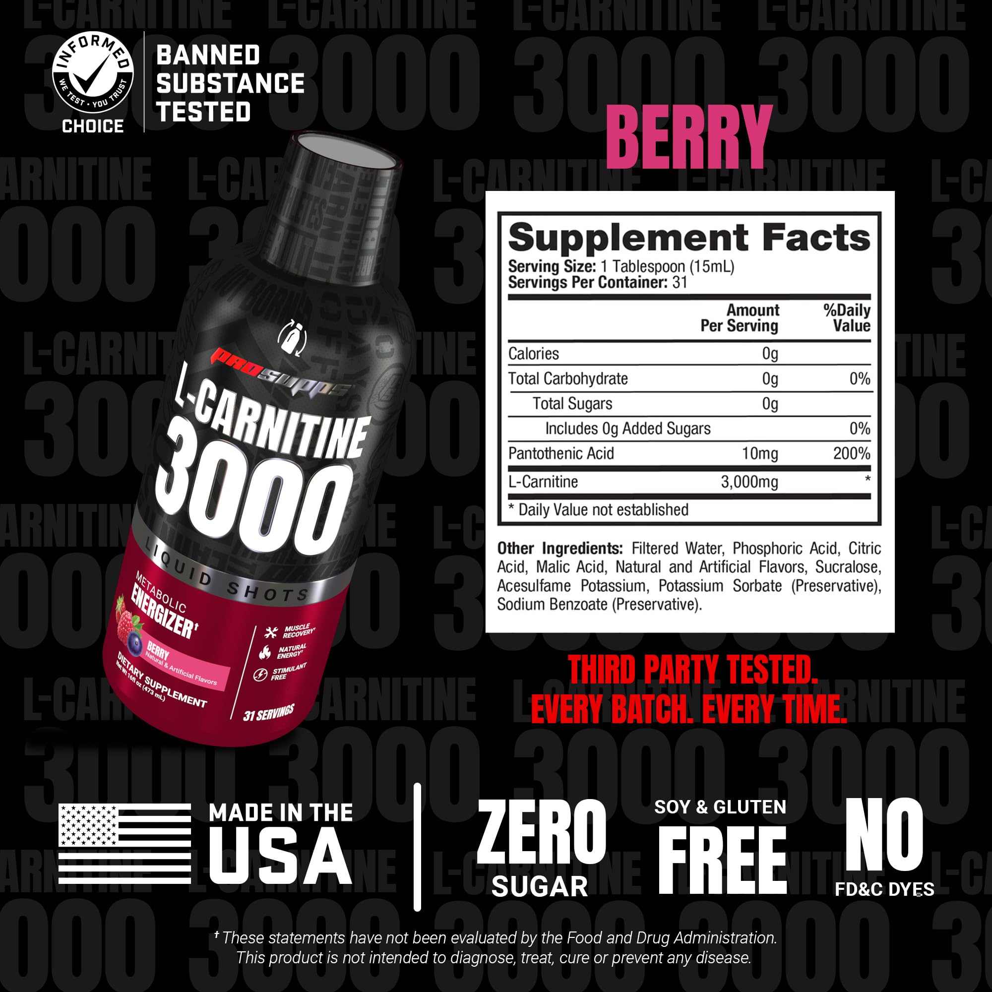 ProSupps L-Carnitine Liquid 3000, Stimulant-Free Liquid Shots for Men & Women - Clean Workout Drink for Energy, Performance & Muscle Recovery ProSupps buy australia supplements