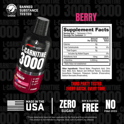 ProSupps L-Carnitine Liquid 3000, Stimulant-Free Liquid Shots for Men & Women - Clean Workout Drink for Energy, Performance & Muscle Recovery ProSupps