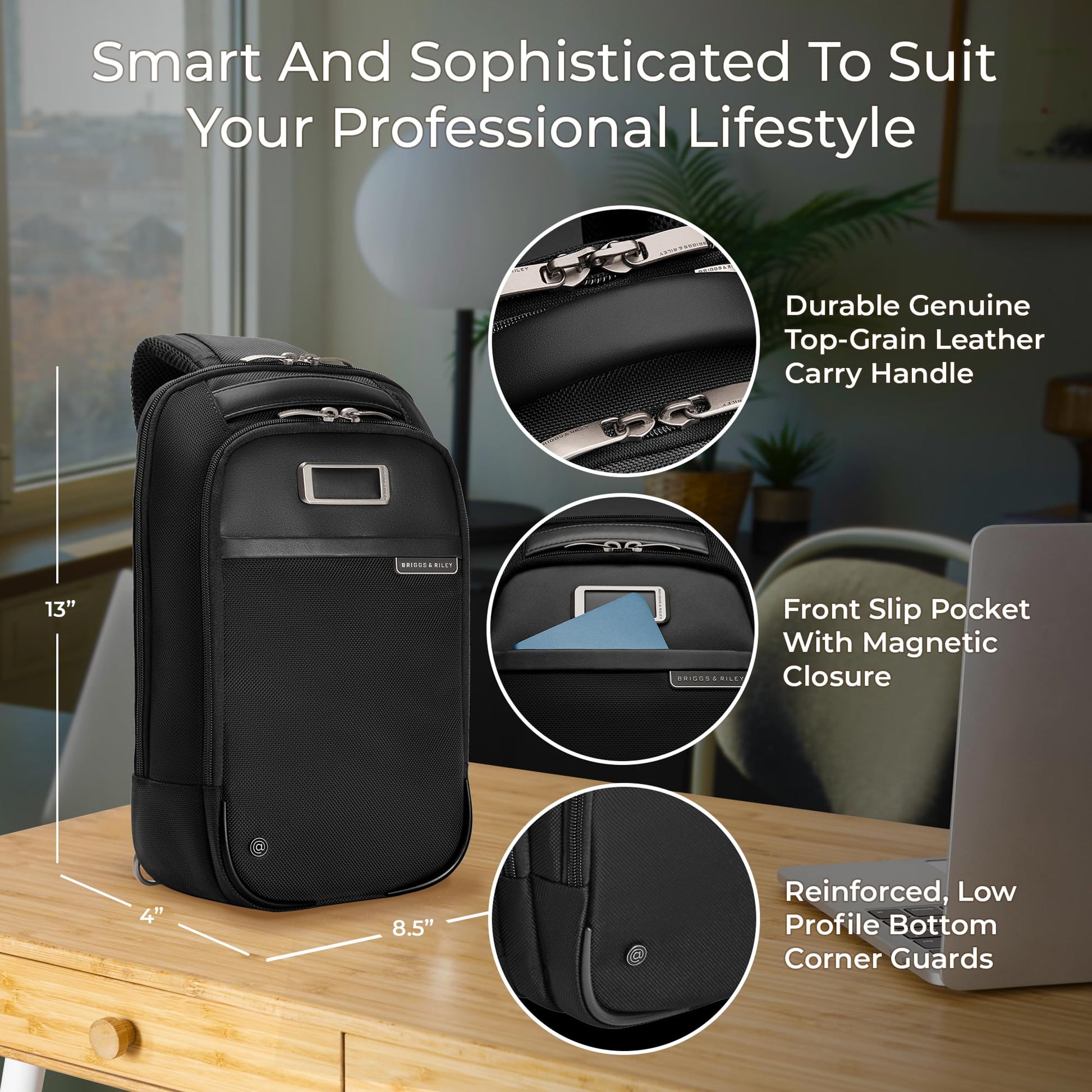 Briggs & Riley Medium Cargo Backpack for Women & Men - Laptop Backpack, For Work & Travel, Lightweight & Durable, Padded Straps, Fits up to 15" Laptop - @work Collection, Black Gsupps Australia