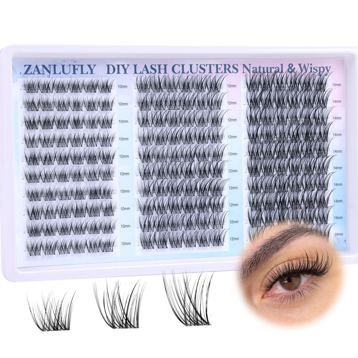 Lash Clusters Wispy Eyelash Clusters Natural CC-Curly Cluster Lashes zanlufly Wispy Individual Lashes 180Pcs Eyelash Extension 10 12 14MM DIY Lash Extension zanlufly