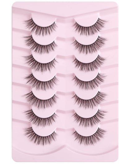 Onlyall Natural Lashes Wispy Lashes Natural Look False Eyelashes Flared Eyelashes 7 Pairs D-K06 Onlyall