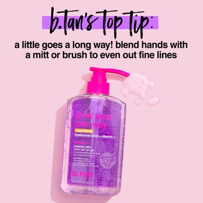 b.tan Extra Dark Clear Self Tanning Gel - Glow Your Own Way Gradual Tan B.TAN