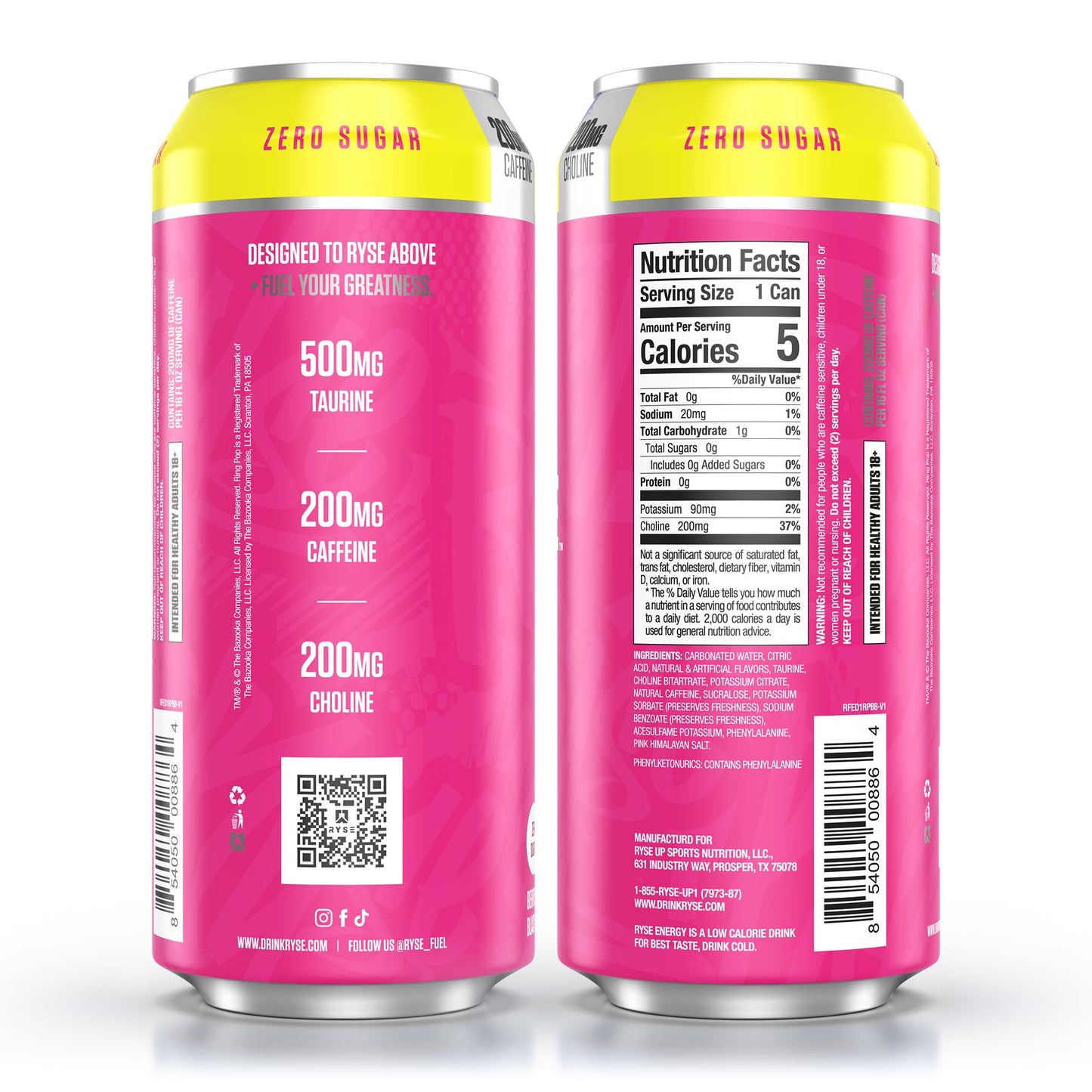 RYSE Fuel Energy Drink - Variety Pack - Sugar Free, Gluten Free & Vegan - 200mg Natural Caffeine, Taurine & Choline for Focus & Energy - No Artificial Colors - 16 fl oz Cans (12-Pack)