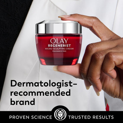 Olay Face Moisturizer, Regenerist Micro-Sculpting Cream for Women, Fragrance-Free - Anti-Aging, Anti-Wrinkle, Firming Skin Care - Triple Collagen Cream, Peptide, Hyaluronic Acid, Niacinamide, 2.6oz Olay