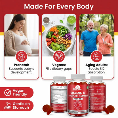 Sugar Free Vitamin B Complex Gummies - Vitamin B12, B7, B6, B3 (Niacin), B5, B8, B9 (Folate)- Third Party Tested- Prenatal, Vegan Diet, Older Adults Flamingo Supplements