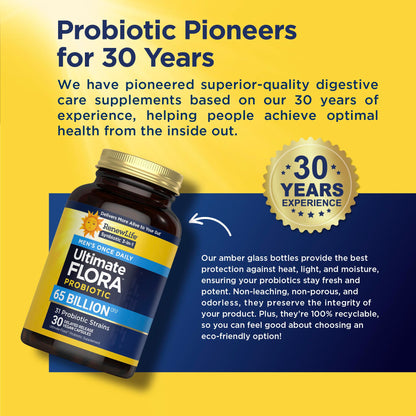 Renew Life Ultimate Flora Probiotics for Men 65 Billion CFU Delayed Release Vegan Capsules | Digestive Health | Immune Health | Dairy Free | 30 Count Renew Life
