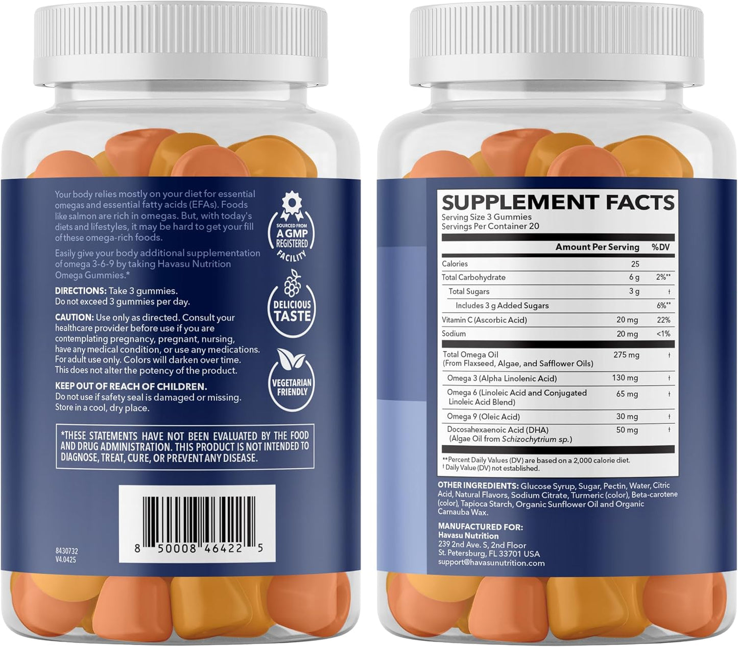 Omega 3 6 9 Gummies with DHA, Plant-Based Omega 3 Gummies for Adults, 60ct | Omega 3 6 9 + DHA Gummies, Fish Oil Alternative for Adults with DHA from Algae, Lemon and Orange Flavors, 20 Servings Gsupps Australia