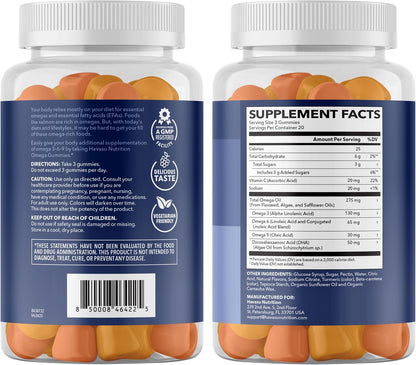 Omega 3 6 9 Gummies with DHA, Plant-Based Omega 3 Gummies for Adults, 60ct | Omega 3 6 9 + DHA Gummies, Fish Oil Alternative for Adults with DHA from Algae, Lemon and Orange Flavors, 20 Servings Gsupps Australia