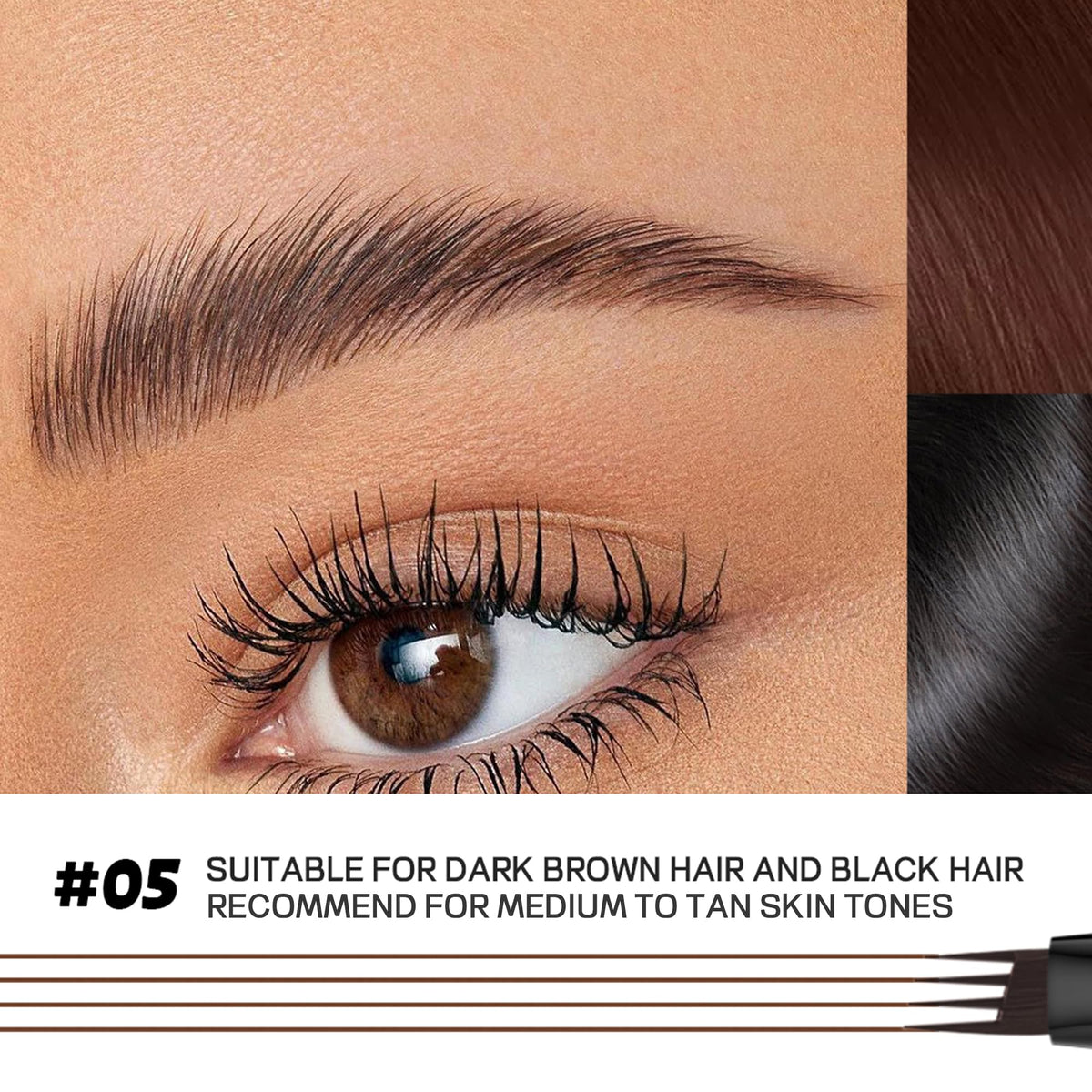 Espoce 2 Pack Eyebrow Pen, Waterproof Microblading Eyebrow Pencil, 4 Tip Precise Eye Brow Makeup Pen for Women to Effortlessly Create Hair Like Natural Brows, Non Dry Out and Last All Day (Dark Brown) Espoce