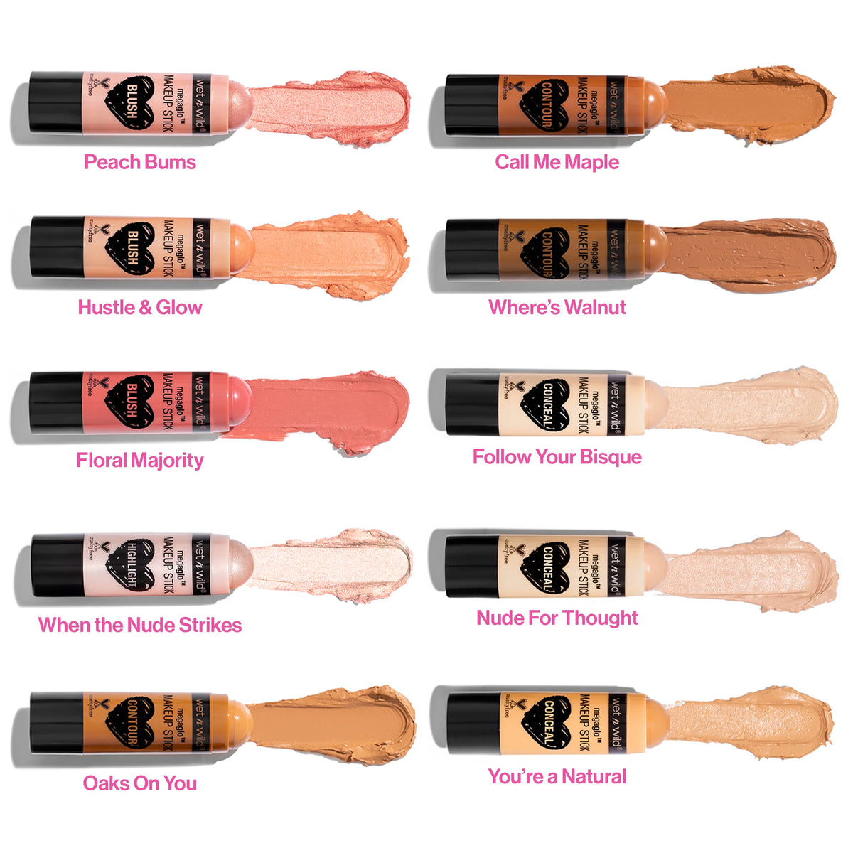 wet n wild MegaGlo Makeup Stick, Buildable Color, Versatile Use, Cruelty-Free & Vegan - Where's Walnut? wet n wild